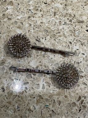 Antique Silver Floral Wire Hair Pins - Set of 2